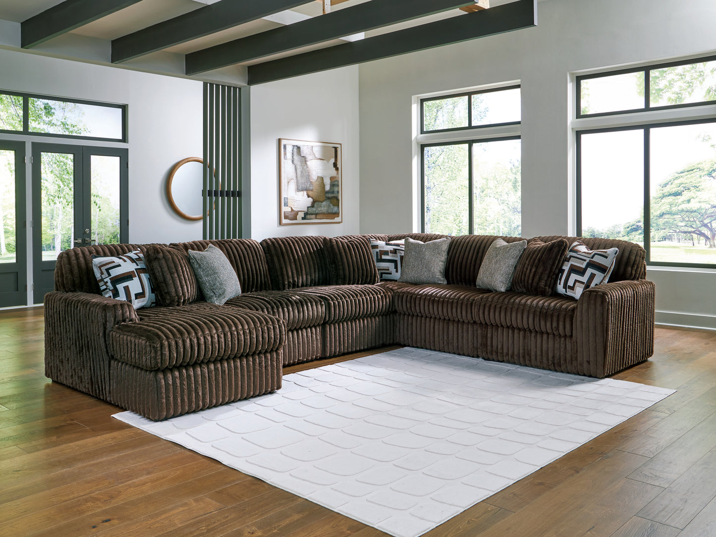 Lakeland Furniture Outlet - Ashley Furniture - Midnight-Madness Sectional - RAF 6-Piece Sectional with Chaise / Chocolate - 98104S23