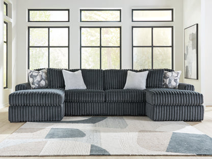 Lakeland Furniture Outlet - Ashley Furniture - Midnight-Madness Sectional - RAF 3-Piece Double Chaise Sectional / Gunmetal - 98105S7