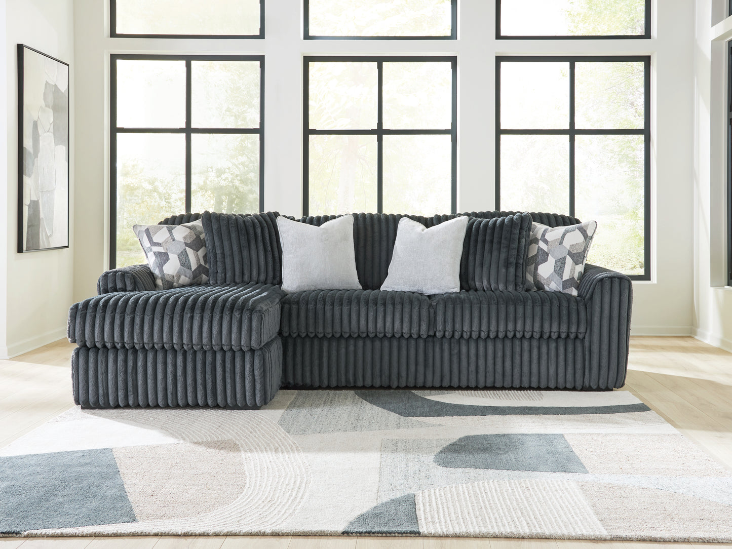 Lakeland Furniture Outlet - Ashley Furniture - Midnight-Madness Sectional - RAF 2-Piece Sectional Sofa Chaise / Gunmetal - 98105S4
