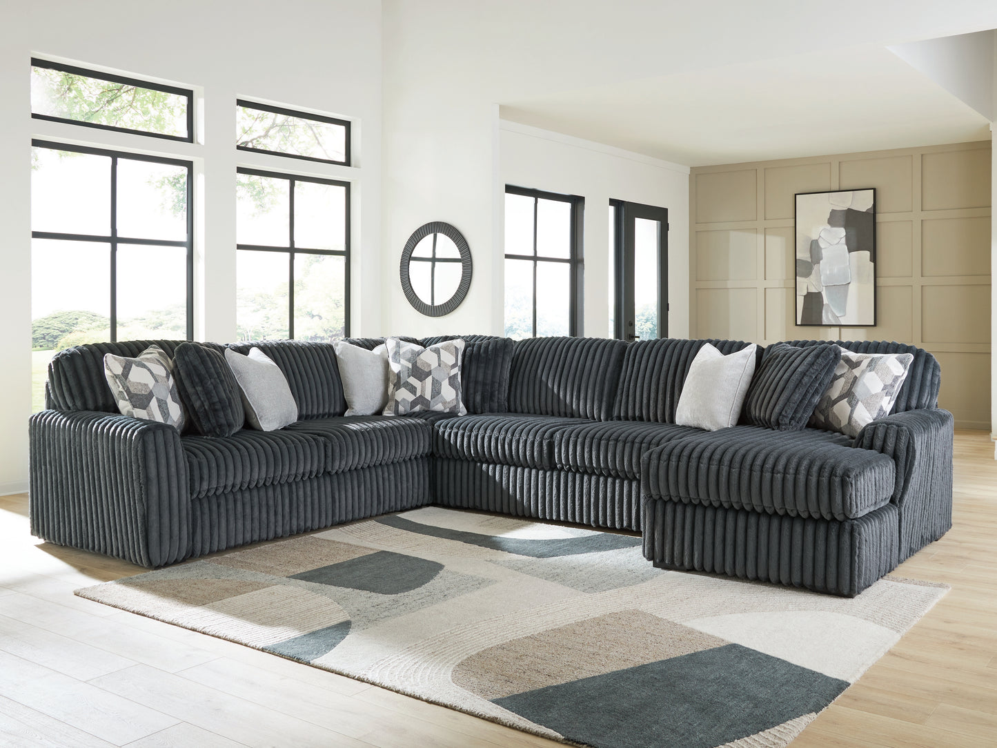 Lakeland Furniture Outlet - Ashley Furniture - Midnight-Madness Sectional - LAF 4-Piece Sectional with Chaise / Gunmetal - 98105S2