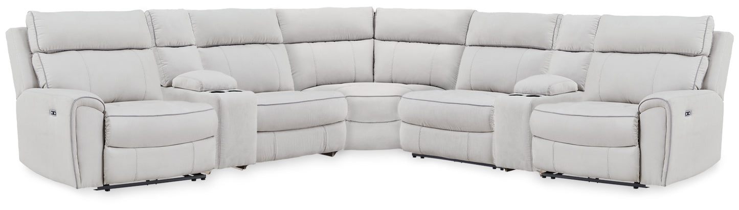 Lakeland Furniture Outlet - Ashley Furniture - Social Pointe Sectional - 7-Piece Reclining Sectional with Storage Consoles / Pearl/Ash - PC98802S34