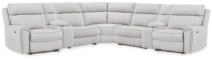 Lakeland Furniture Outlet - Ashley Furniture - Social Pointe Sectional - 7-Piece Reclining Sectional with Storage Consoles / Pearl/Ash - PC98802S34