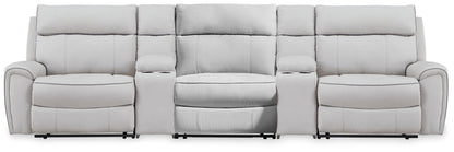 Lakeland Furniture Outlet - Ashley Furniture - Social Pointe Sectional - 5-Piece Reclining Sectional with Storage Consoles / Pearl/Ash - PC98802S39