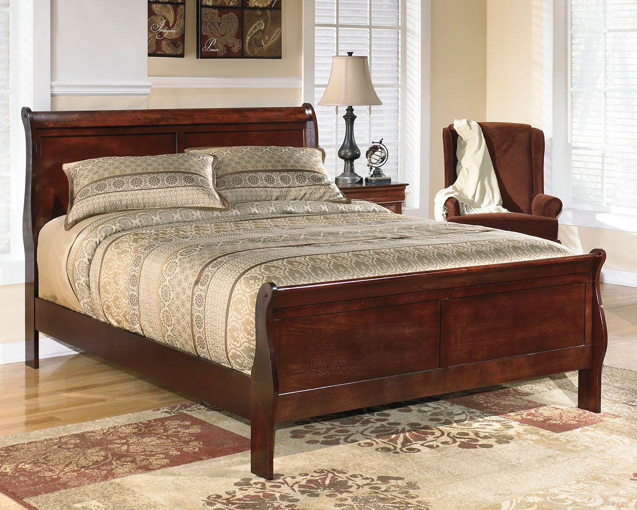 Lakeland Furniture Outlet - Ashley Furniture - Alisdair Bedroom - King Sleigh Bed / Reddish Brown - B376B8