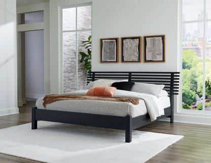 Lakeland Furniture Outlet - Ashley Furniture - Danziar Bedroom - King Slat Panel Bed / Black - B1013B6