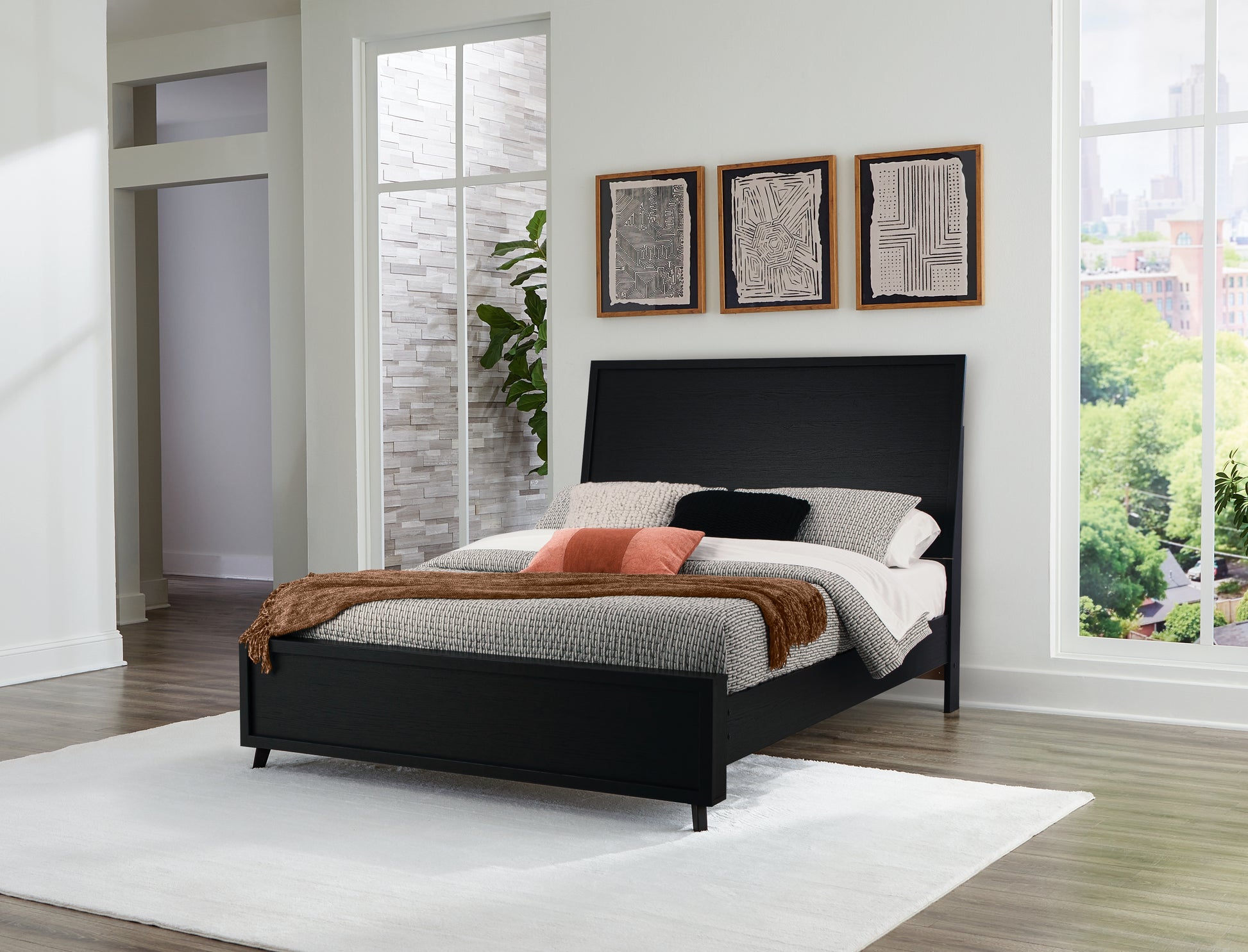 Lakeland Furniture Outlet - Ashley Furniture - Danziar Bedroom - Queen Panel Bed / Black - B1013B2