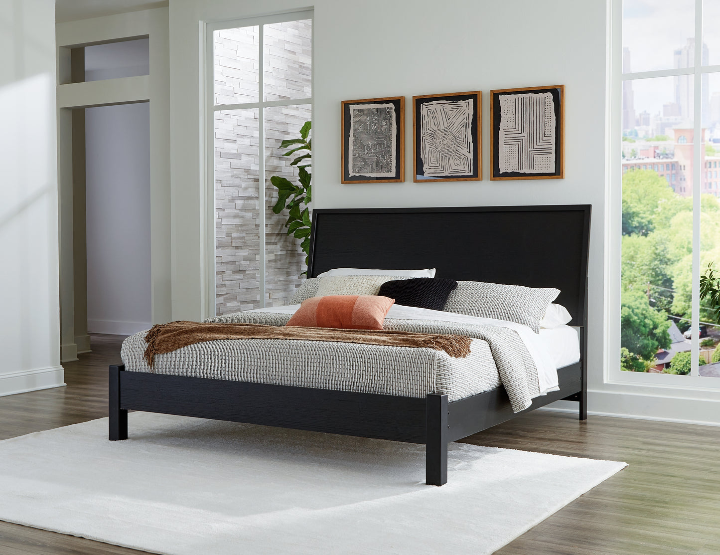 Lakeland Furniture Outlet - Ashley Furniture - Danziar Bedroom - King Panel Bed / Black - B1013B10