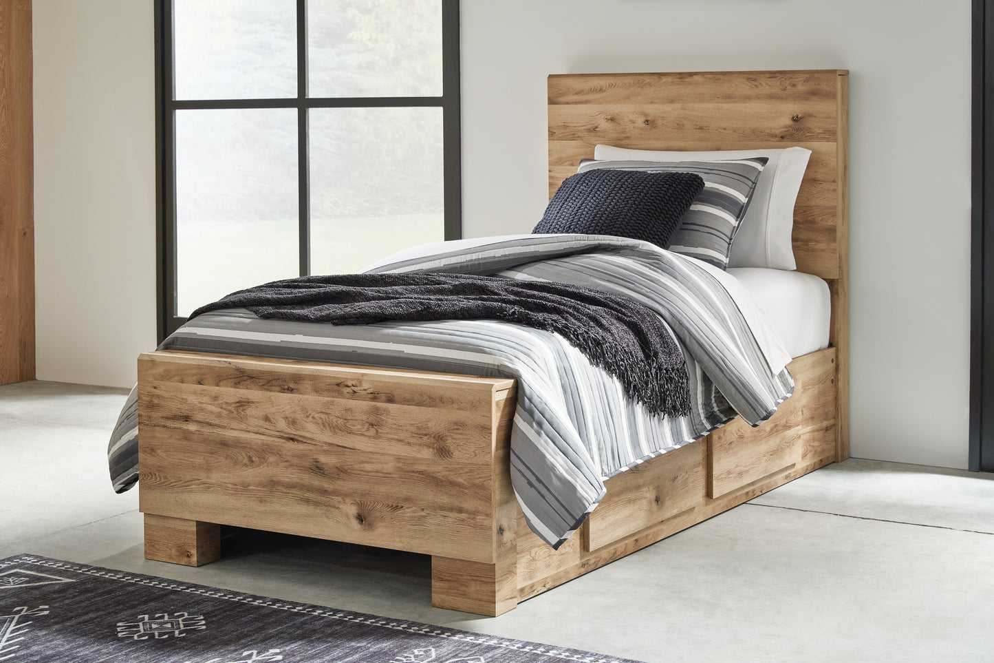 Lakeland Furniture Outlet - Ashley Furniture - Hyanna Bedroom - Twin Panel Bed with 2 Side Storage / Tan Brown - B1050B28