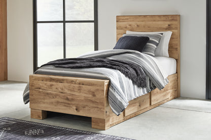 Lakeland Furniture Outlet - Ashley Furniture - Hyanna Bedroom - Twin Panel Bed with 2 Side Storage / Tan Brown - B1050B28