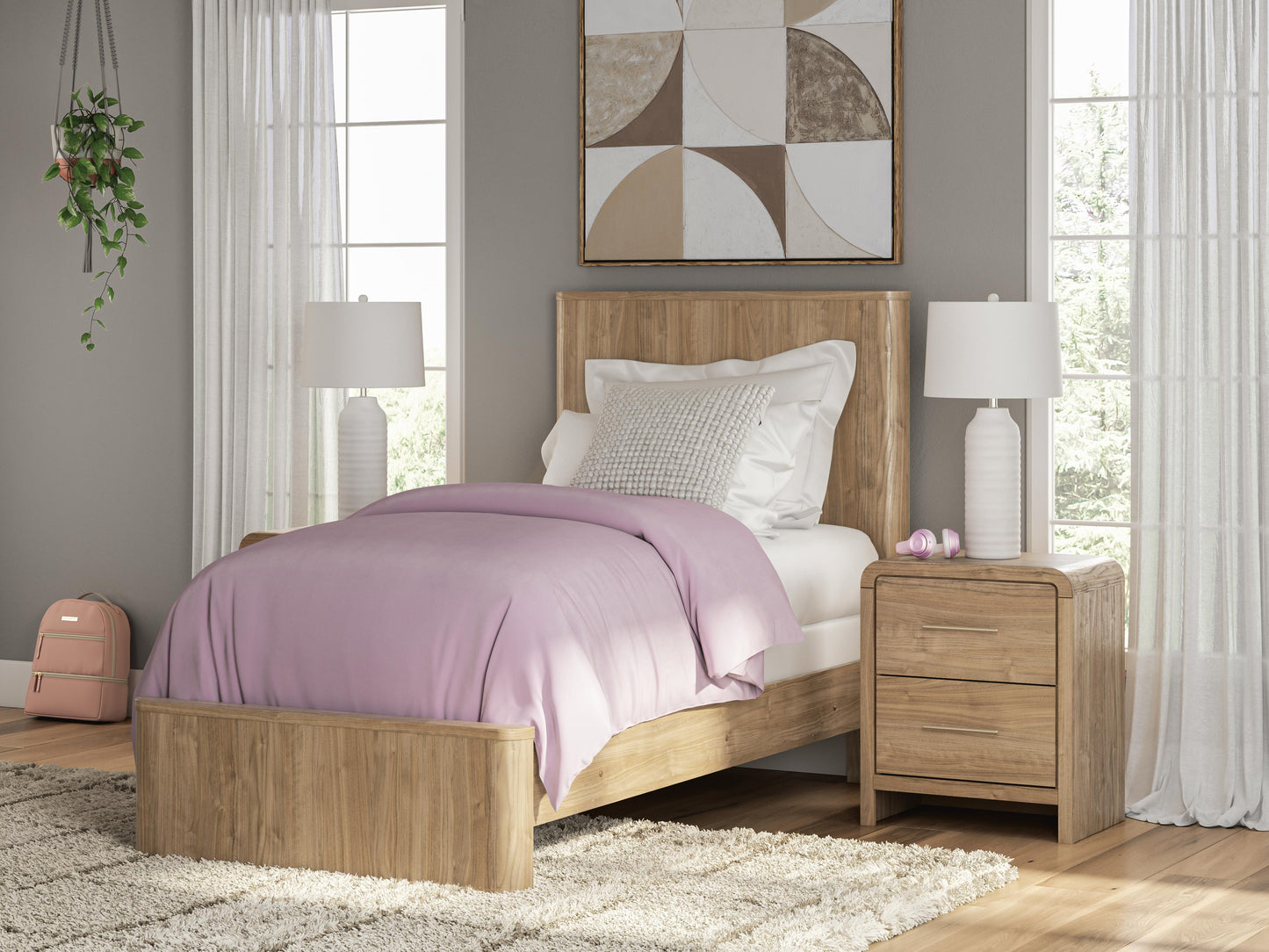 Lakeland Furniture Outlet - Ashley Furniture - Gramburg Bedroom - Twin Panel Bed / Warm Natural Brown - PCB1121B2