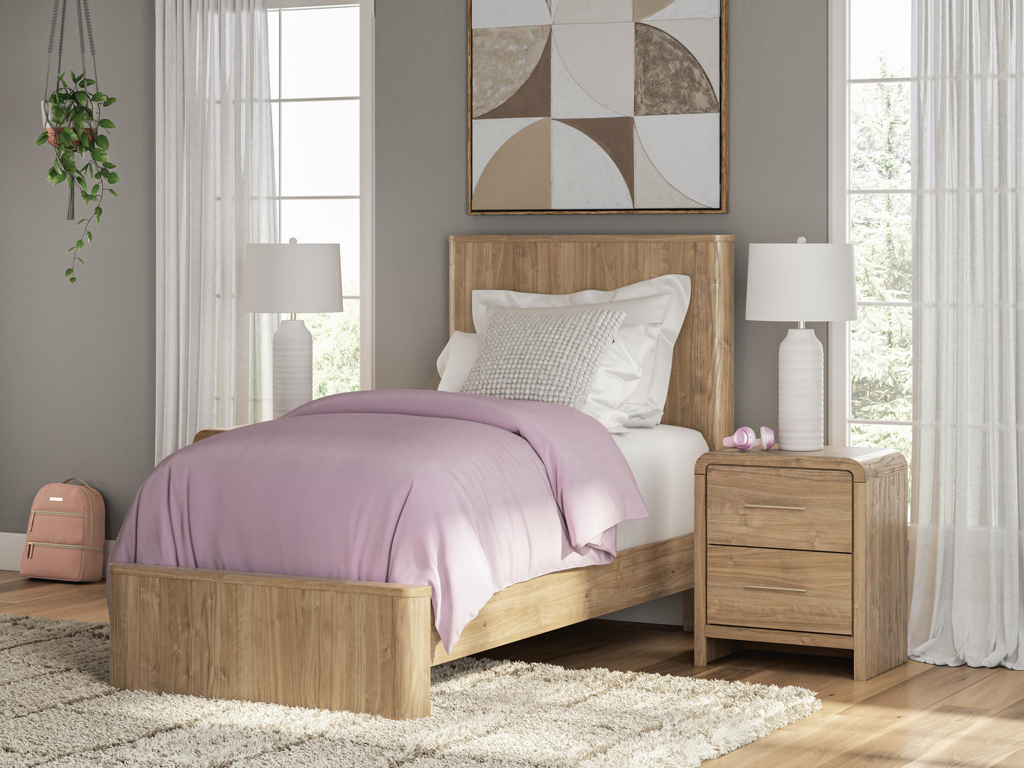 Lakeland Furniture Outlet - Ashley Furniture - Gramburg Bedroom - Twin Panel Platform Bed / Warm Natural Brown - PCB1121B8