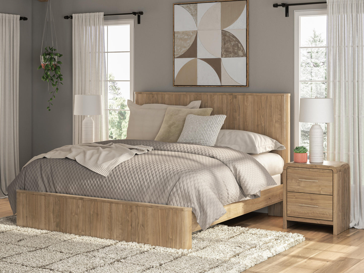 Lakeland Furniture Outlet - Ashley Furniture - Gramburg Bedroom - King Panel Bed / Warm Natural Brown - PCB1121B16
