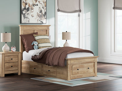 Lakeland Furniture Outlet - Ashley Furniture - Makidern Bedroom - Twin Panel Storage Bed / Tan - PCB1170B38