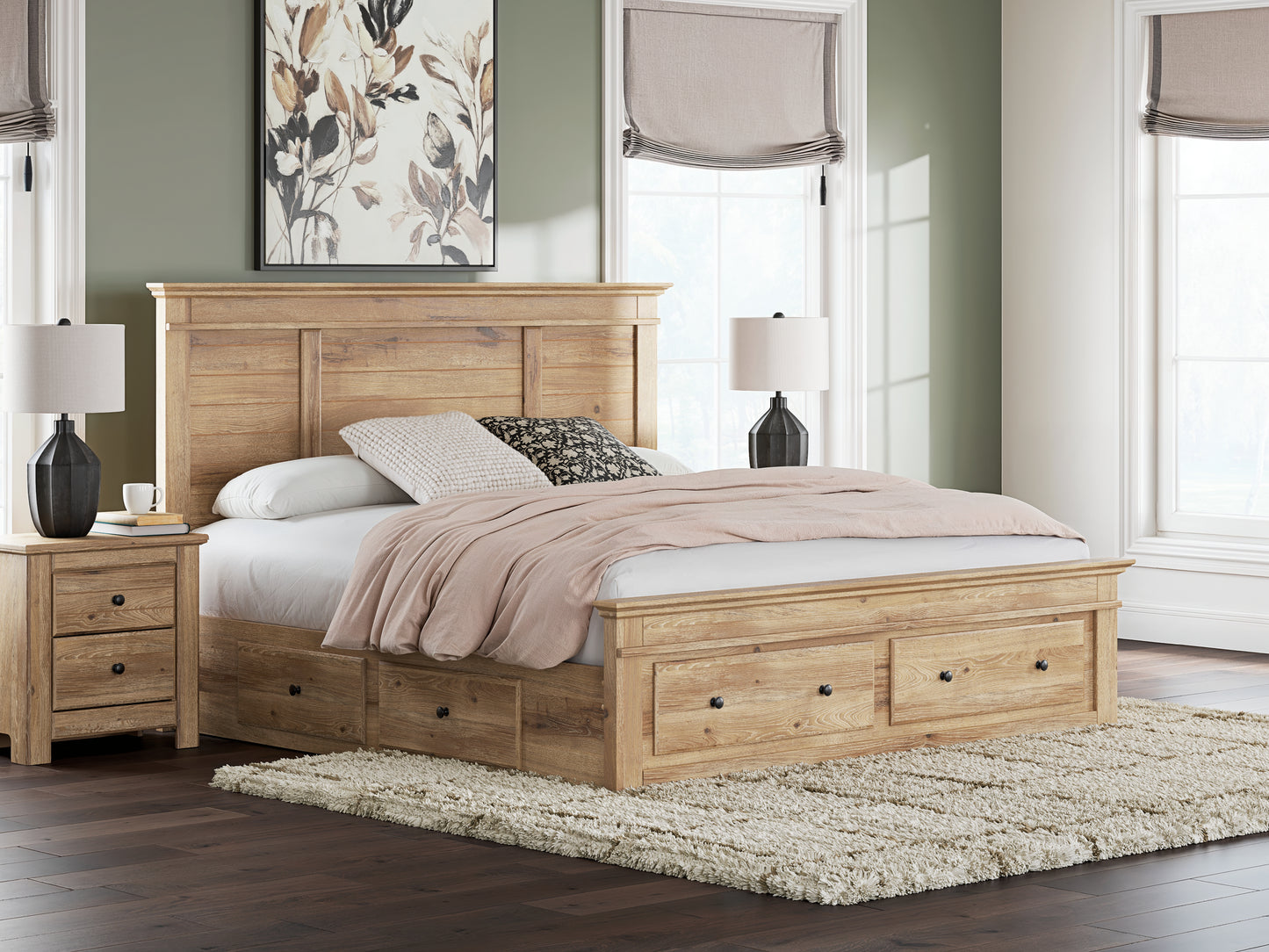 Lakeland Furniture Outlet - Ashley Furniture - Makidern Bedroom - King Panel Storage Bed / Tan - PCB1170B15