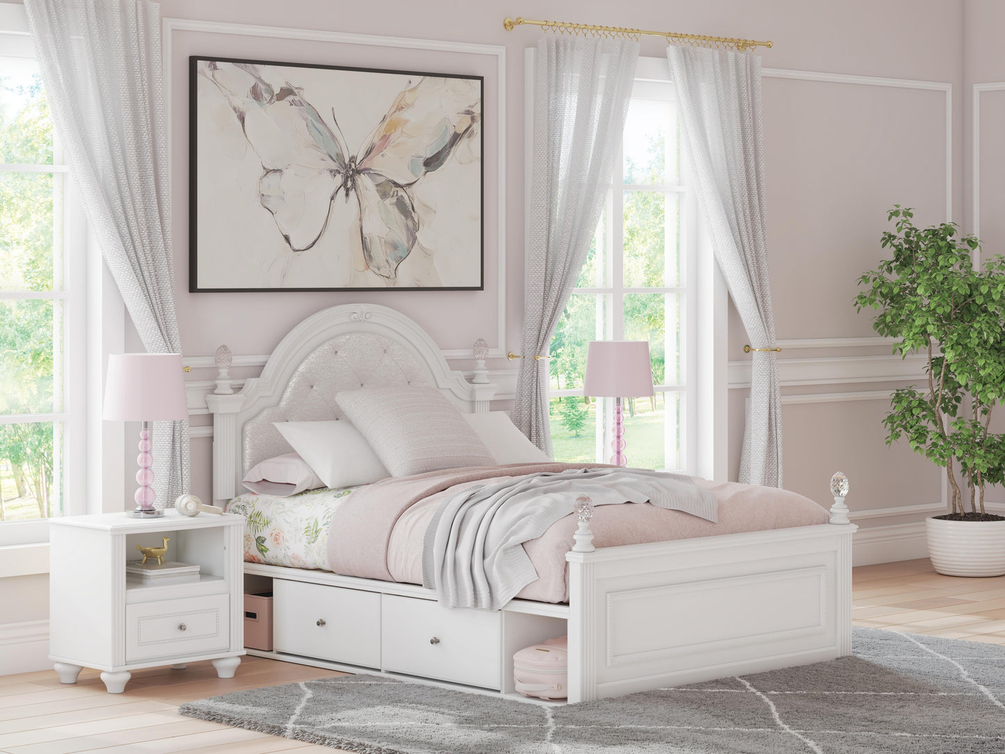 Lakeland Furniture Outlet - Ashley Furniture - Kozlani Bedroom - Full Upholstered Panel Bed with Storage / White - PCB1819B18