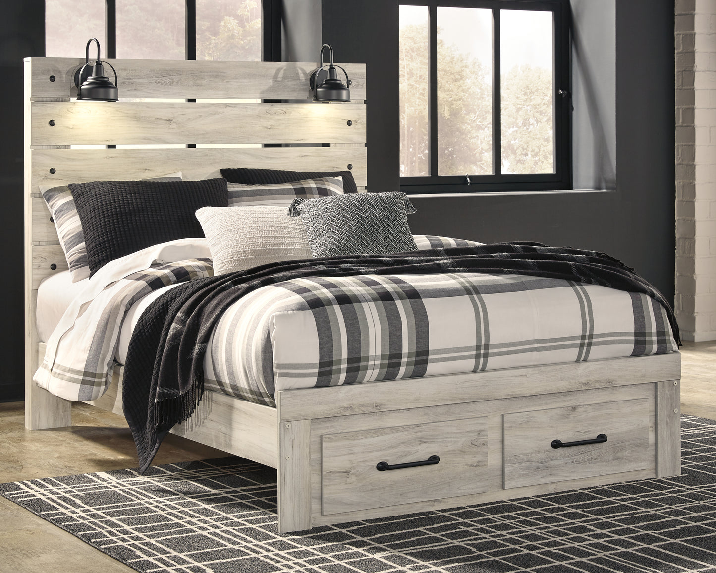 Lakeland Furniture Outlet - Ashley Furniture - Cambeck Bedroom - Queen Panel Bed with 2 Storage Drawers / Whitewash - B192B8