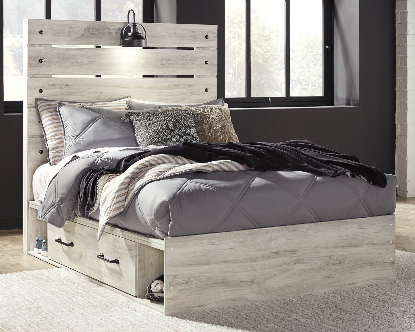 Lakeland Furniture Outlet - Ashley Furniture - Cambeck Bedroom - Full Panel Bed with 2 Storage Drawers / Whitewash - B192B16