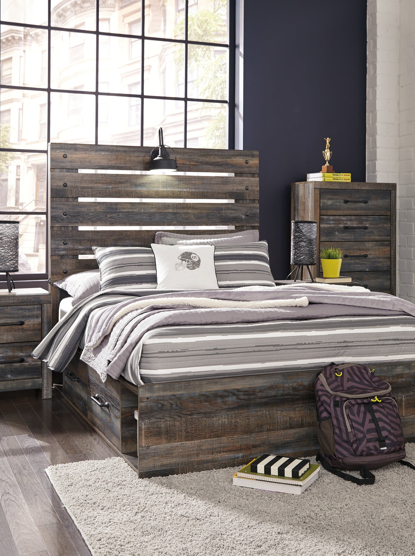 Lakeland Furniture Outlet - Ashley Furniture - Drystan Bedroom - Full Panel Bed with 4 Storage Drawers / Multi - B211B12