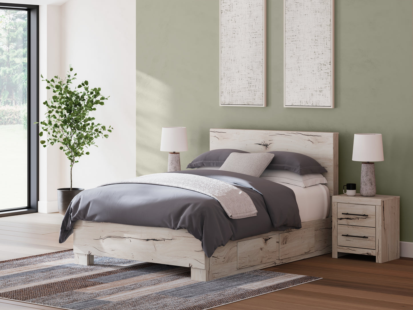 Lakeland Furniture Outlet - Ashley Furniture - Lawroy Bedroom - Queen Panel Bed with Storage / Light Natural - B2310B6