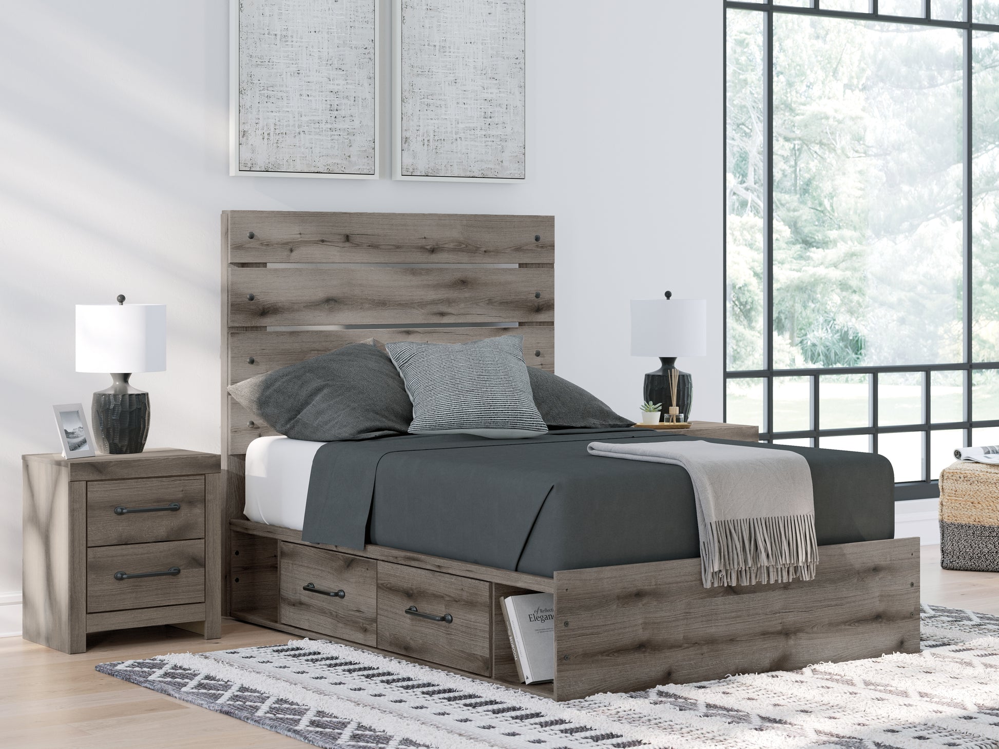 Lakeland Furniture Outlet - Ashley Furniture - Graystorm Bedroom - Full Panel Bed with Storage / Brown Gray - PCB2405B17
