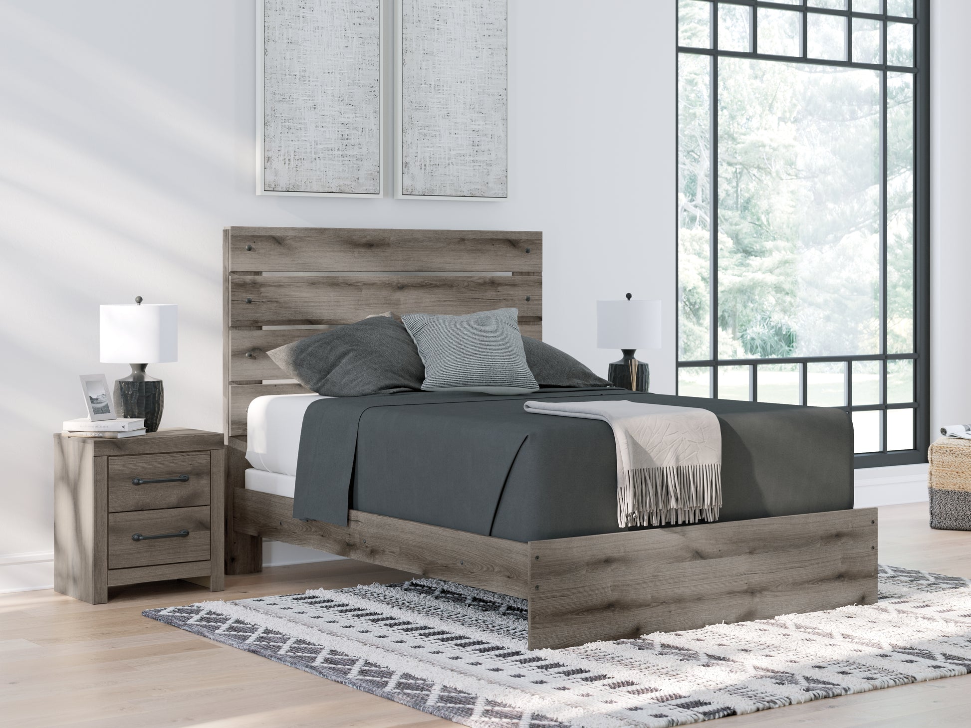 Lakeland Furniture Outlet - Ashley Furniture - Graystorm Bedroom - Queen Panel Bed / Brown Gray - PCB2405B2