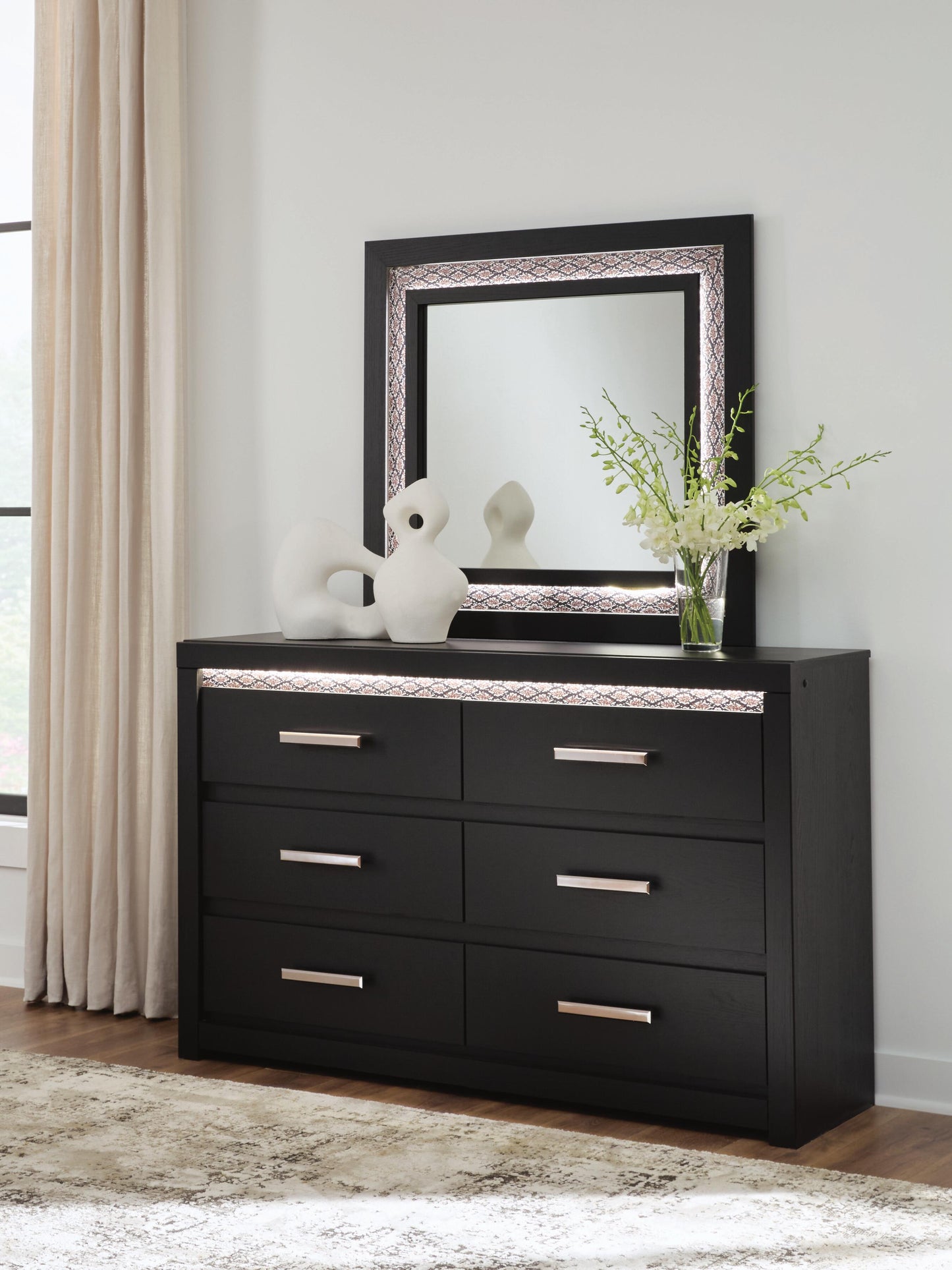 Lakeland Furniture Outlet - Ashley Furniture - Shoralli Bedroom - Dresser and Mirror / Black - B2611B1