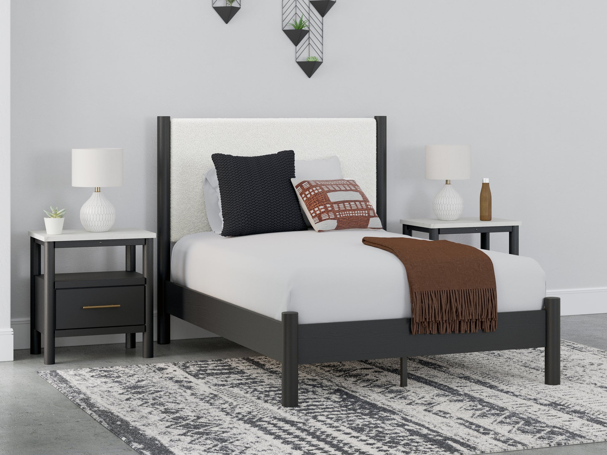 Lakeland Furniture Outlet - Ashley Furniture - Cadmori Bedroom - Full Upholstered Panel Bed / Black/White - B2616B3