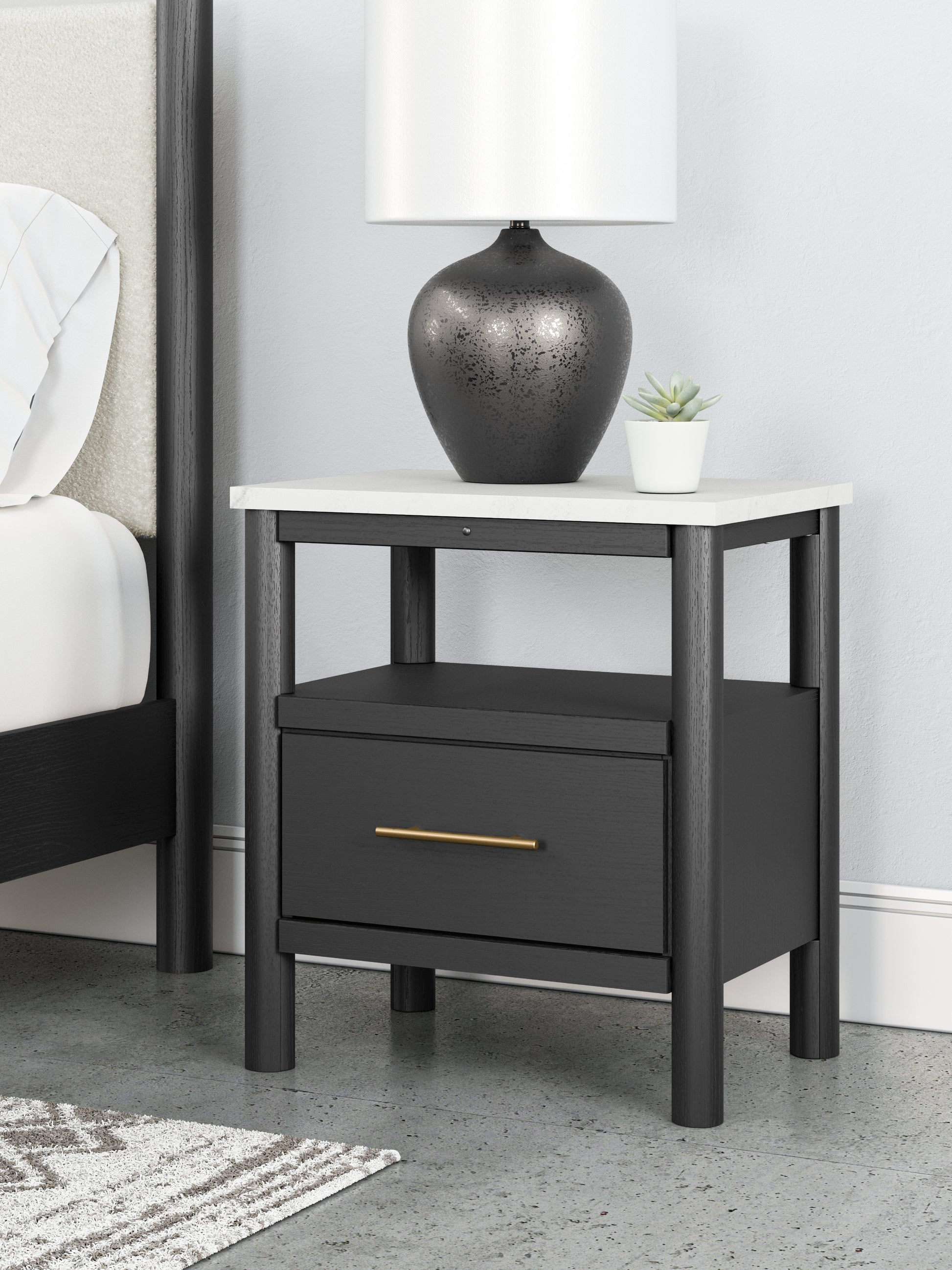 Lakeland Furniture Outlet - Ashley Furniture - Cadmori Bedroom - One Drawer Night Stand / Black/White - B2616-91