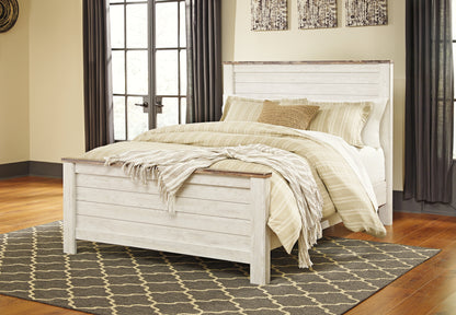 Lakeland Furniture Outlet - Ashley Furniture - Willowton Bedroom - King Panel Bed / Whitewash - B267B10