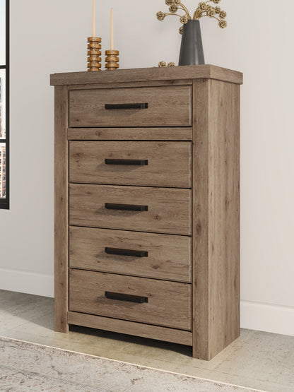 Lakeland Furniture Outlet - Ashley Furniture - Oliandon Bedroom - Five Drawer Chest / Light Brown - PCB2844-46