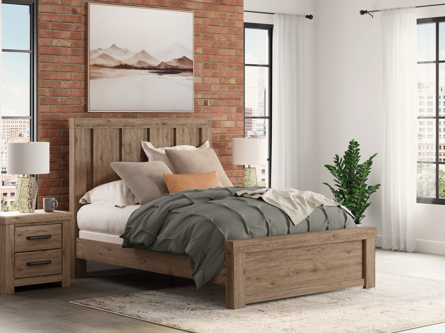 Lakeland Furniture Outlet - Ashley Furniture - Oliandon Bedroom - Queen Panel Bed / Light Brown - PCB2844B2