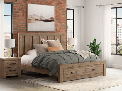 Lakeland Furniture Outlet - Ashley Furniture - Oliandon Bedroom - King Panel Storage Bed / Light Brown - PCB2844B7