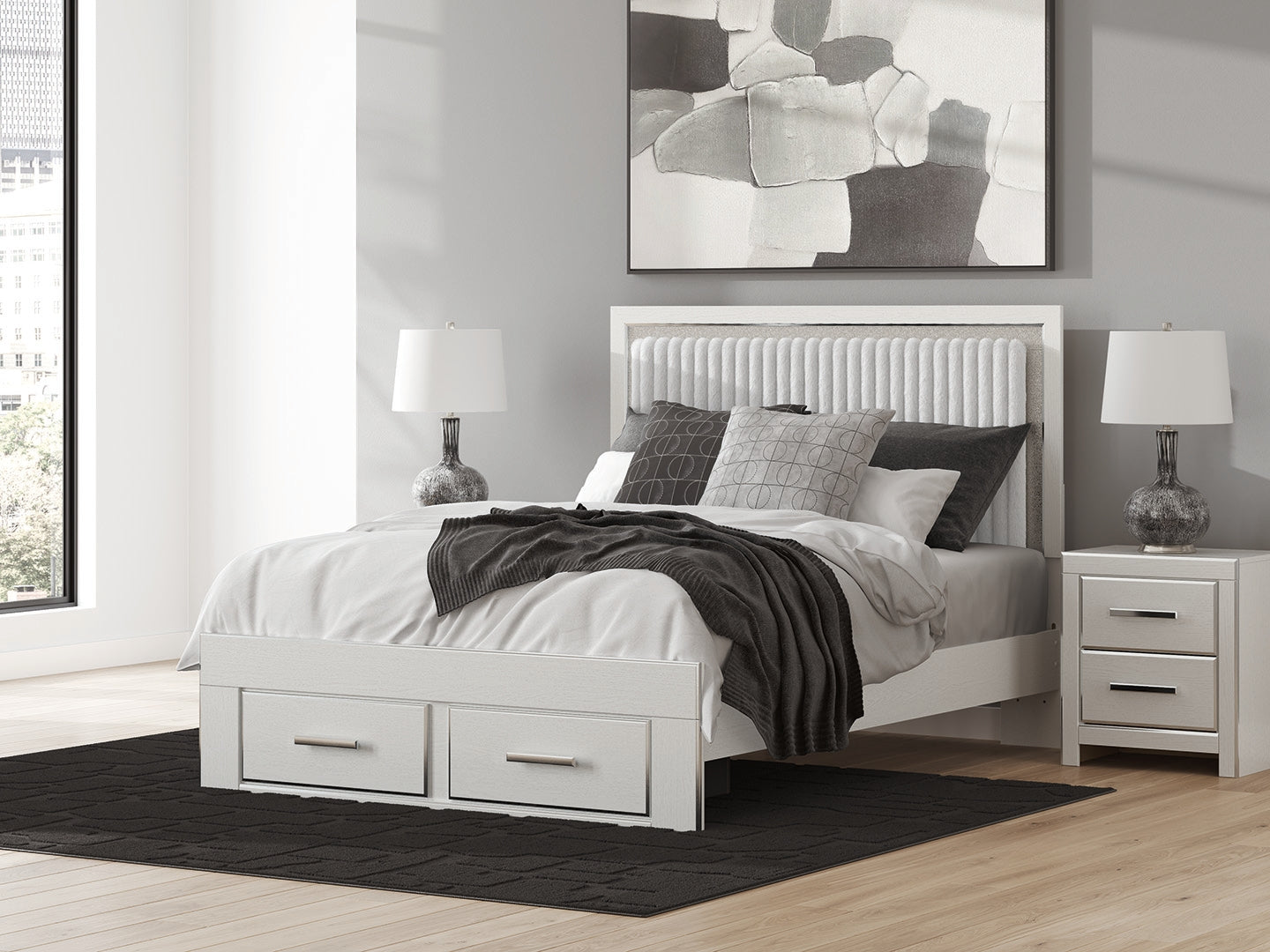 Lakeland Furniture Outlet - Ashley Furniture - Zuraleus Bedroom - Queen Upholstered Panel Storage Bed / White - PCB3381B4
