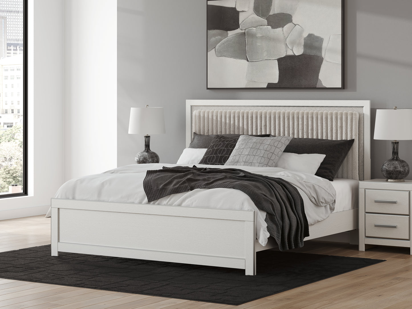 Lakeland Furniture Outlet - Ashley Furniture - Zuraleus Bedroom - King Upholstered Panel Platform Bed / White - PCB3381B8