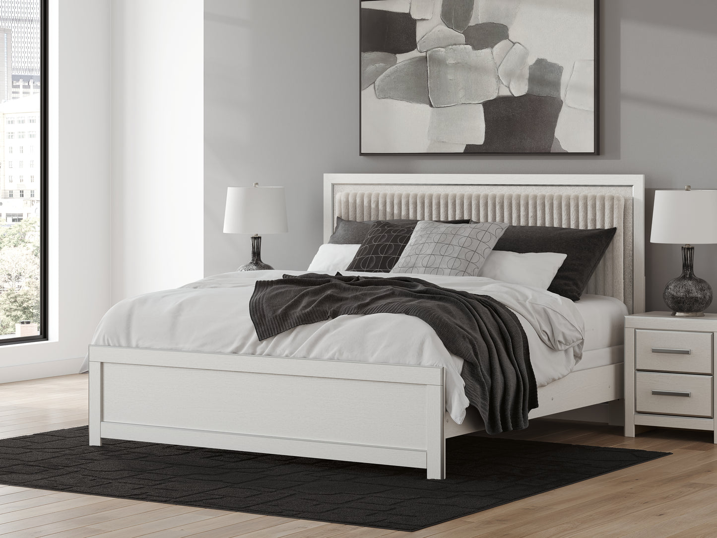 Lakeland Furniture Outlet - Ashley Furniture - Zuraleus Bedroom - King Upholstered Panel Bed / White - PCB3381B10