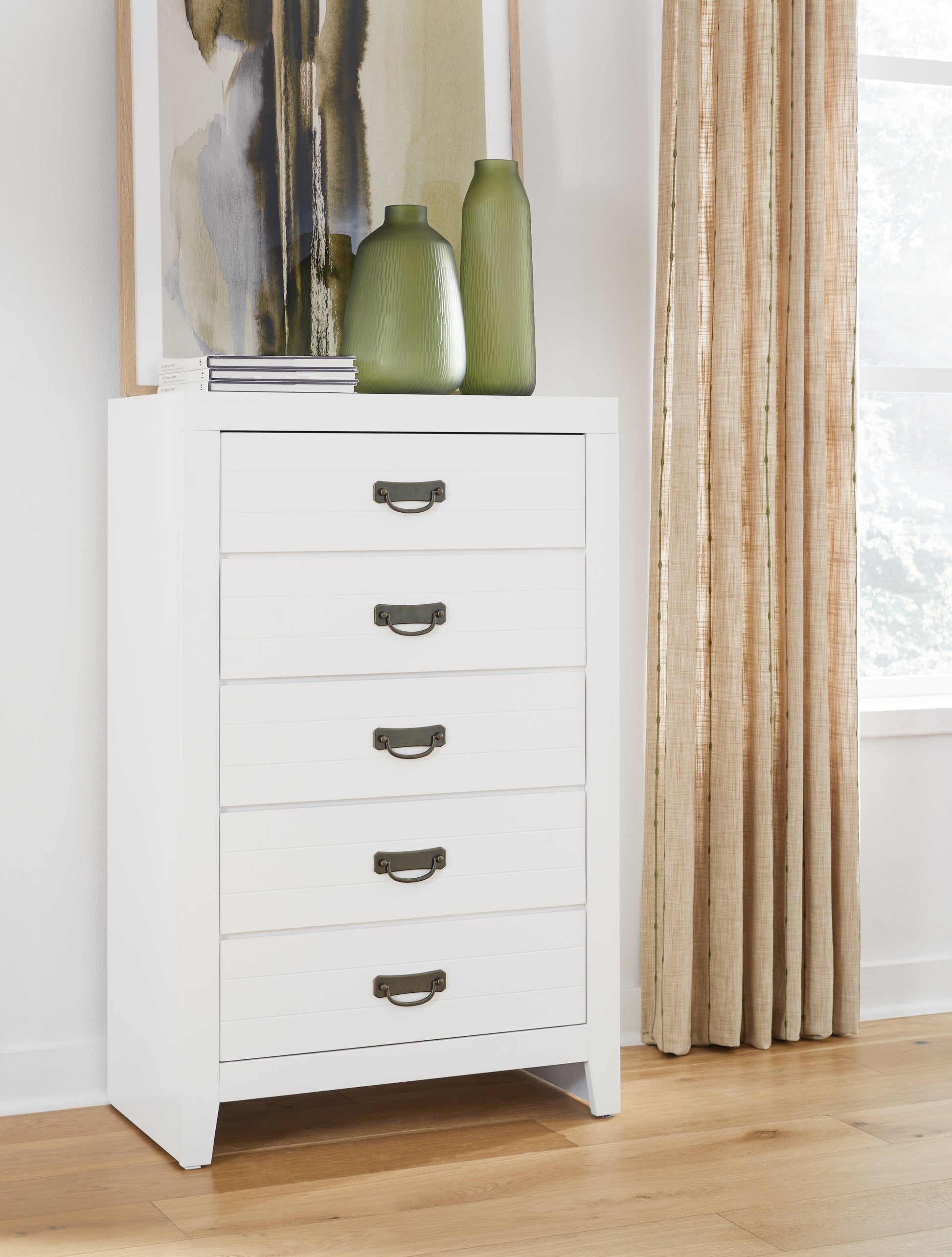 Lakeland Furniture Outlet - Ashley Furniture - Binterglen Bedroom - Five Drawer Chest / White - B427-46