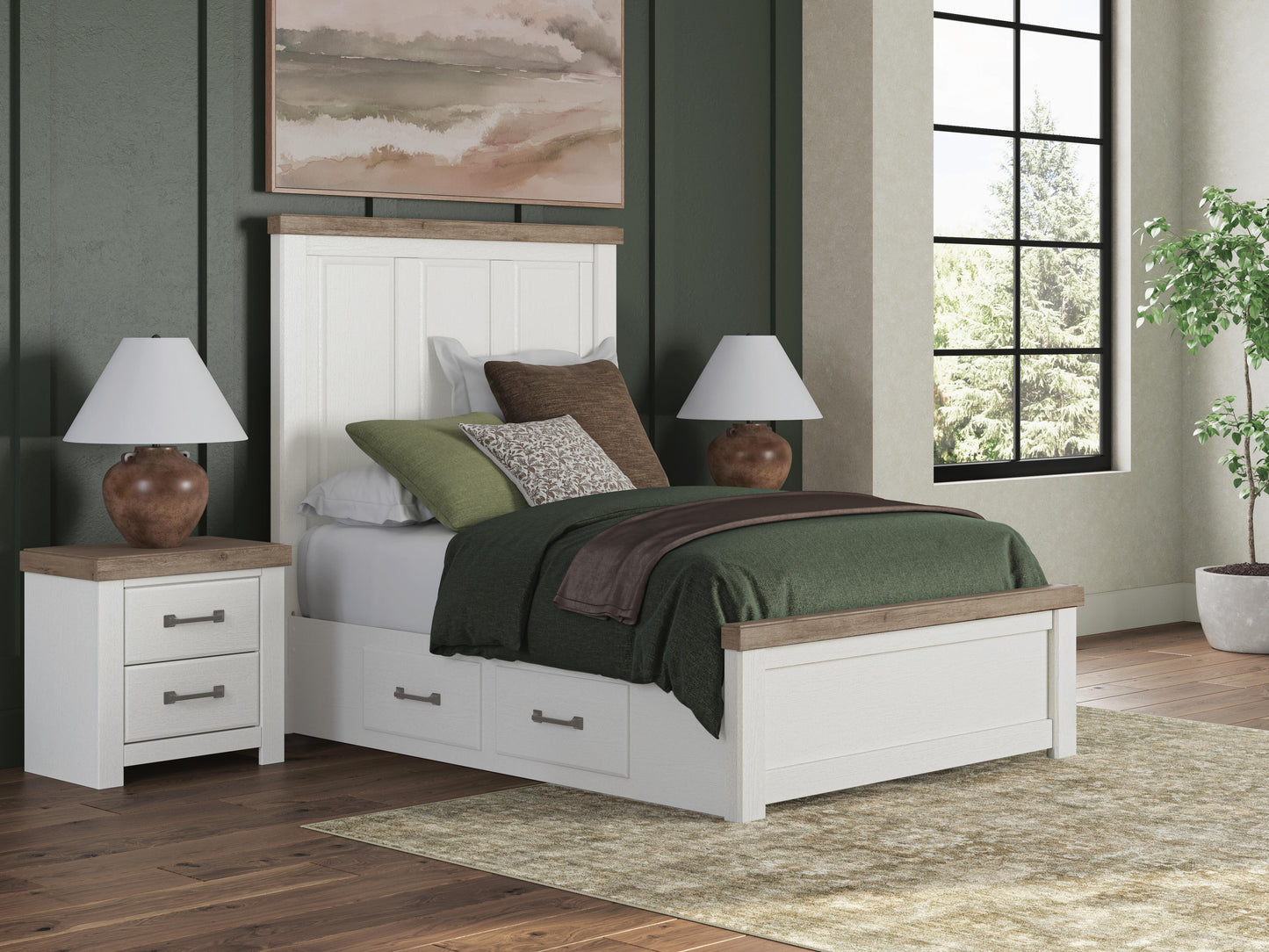 Lakeland Furniture Outlet - Ashley Furniture - Savonport Bedroom - Full Panel Bed with Storage / White/Brown - B4615B19