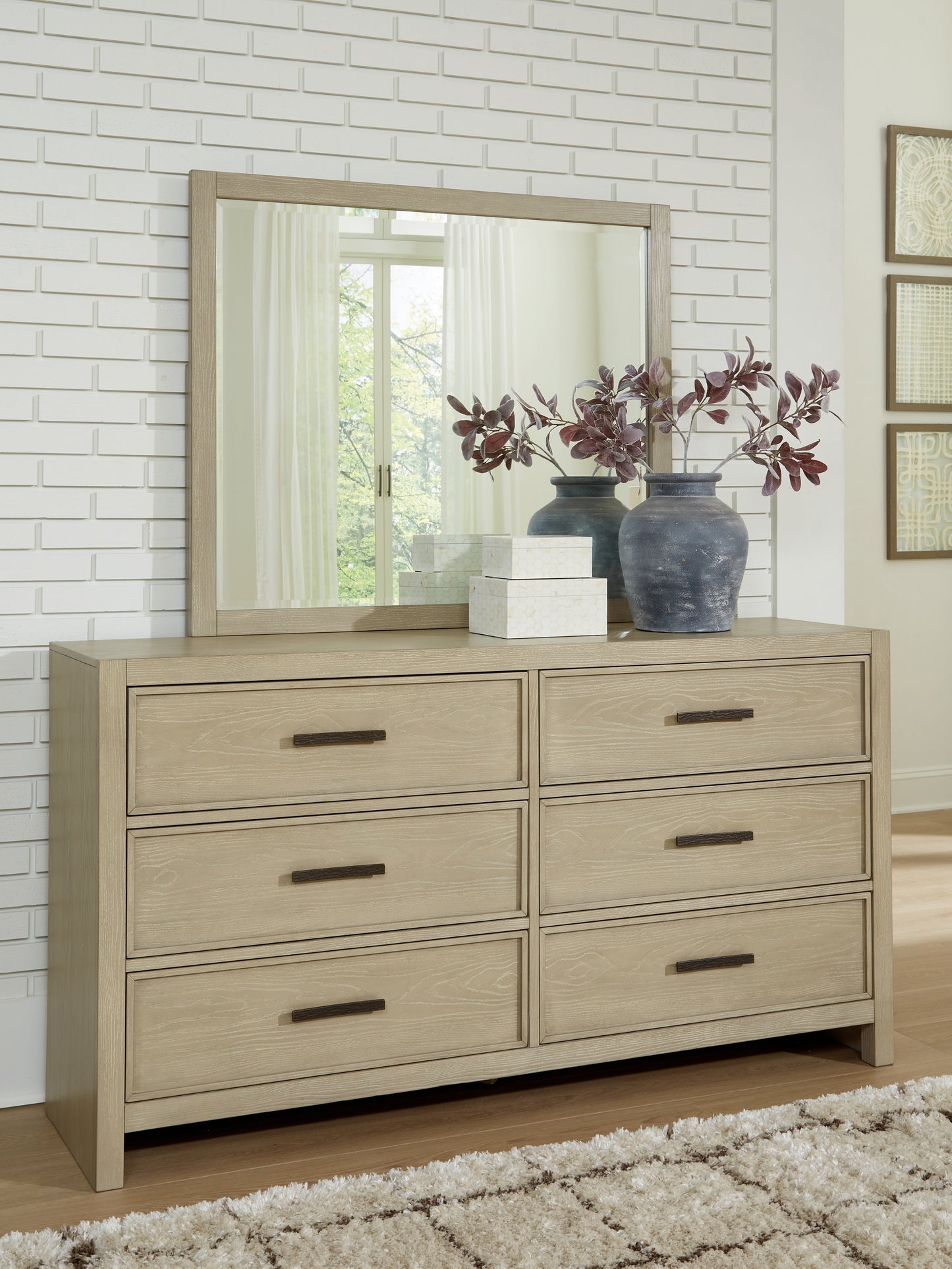 Lakeland Furniture Outlet - Ashley Furniture - Calmoro Bedroom - Dresser and Mirror / Gray - B602B1