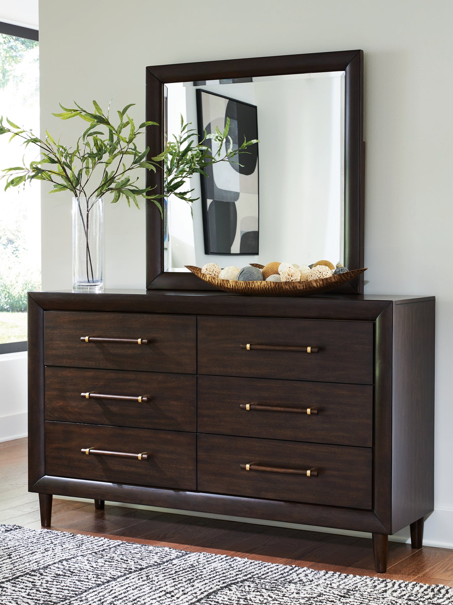 Lakeland Furniture Outlet - Ashley Furniture - Dantenton Bedroom - Dresser and Mirror / Merlot - B611B1