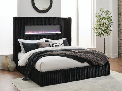 Lakeland Furniture Outlet - Ashley Furniture - Tayleena Bedroom - King Upholstered Bed with Fireplace and Wireless Audio - PCB620B2