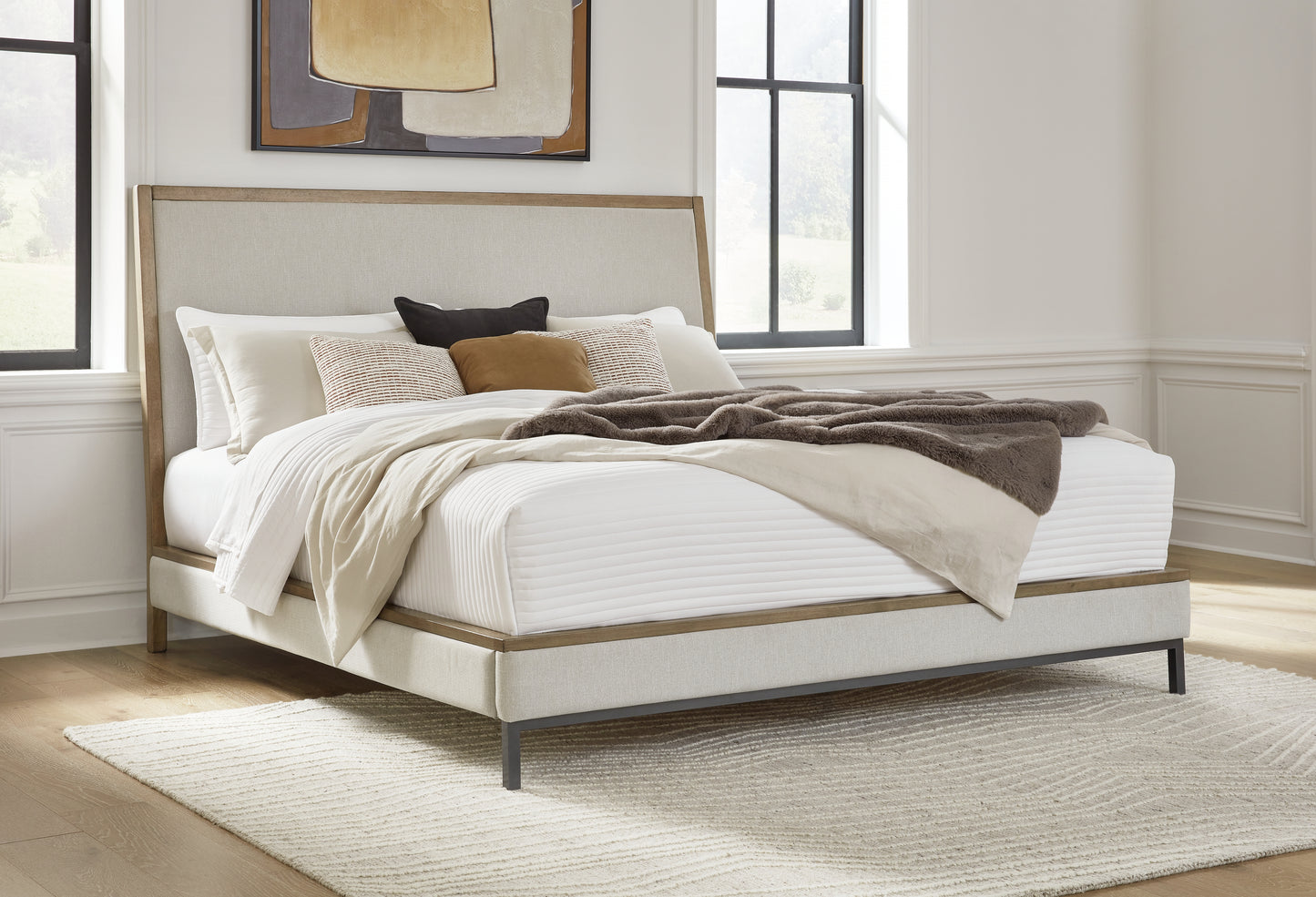 Lakeland Furniture Outlet - Ashley Furniture - Tomtyn Bedroom - King Upholstered Bed / Light Brown - B622B4