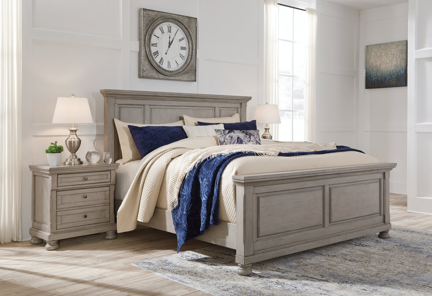 Lakeland Furniture Outlet - Ashley Furniture - Lettner Bedroom - California King Panel Bed / Light Gray - B733B7