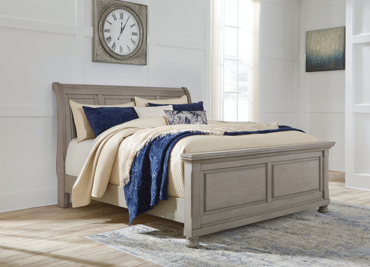 Lakeland Furniture Outlet - Ashley Furniture - Lettner Bedroom - California King Sleigh Bed / Light Gray - B733B36