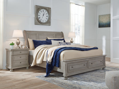 Lakeland Furniture Outlet - Ashley Furniture - Lettner Bedroom - California King Sleigh Bed with 2 Storage Drawers / Light Gray - B733B9