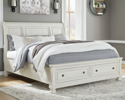 Lakeland Furniture Outlet - Ashley Furniture - Robbinsdale Bedroom - King Sleigh Bed with Storage / Antique White - B742B8