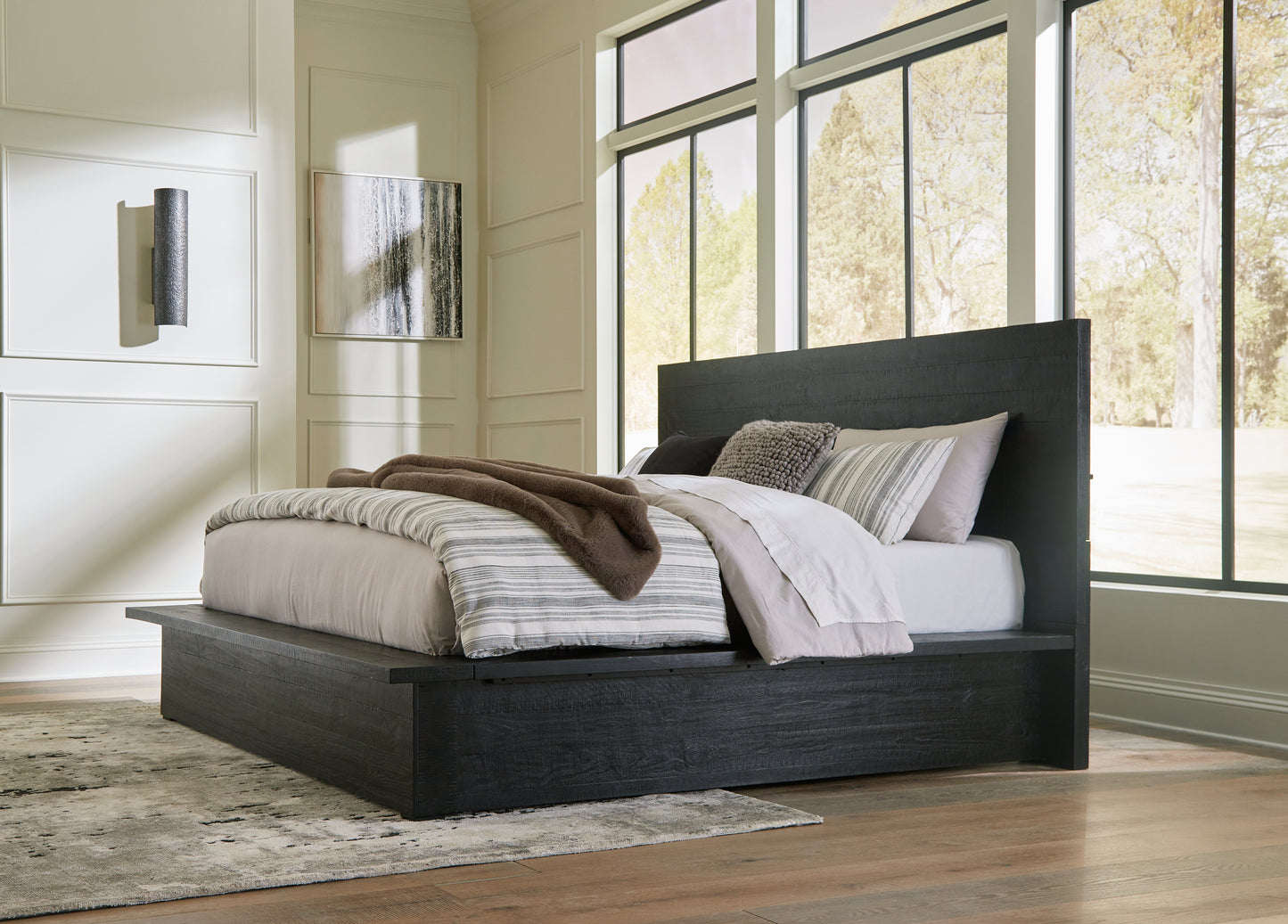 Lakeland Furniture Outlet - Ashley Furniture - Londer Bedroom - California King Panel Bed / Black - B768B5