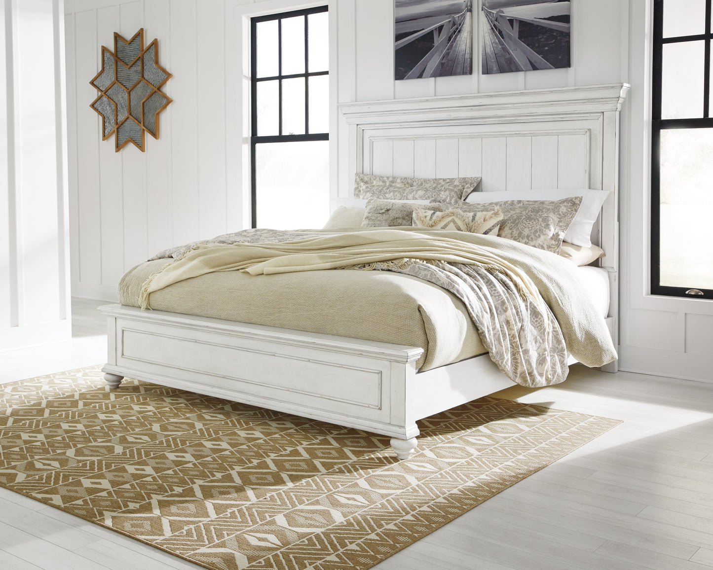 Lakeland Furniture Outlet - Ashley Furniture - Kanwyn Bedroom - Queen Panel Bed / Whitewash - B777B2