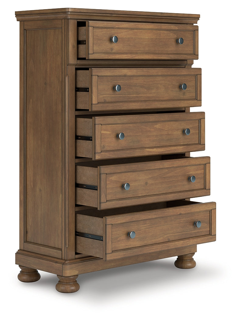 Lakeland Furniture Outlet - Ashley Furniture - Feddinger Bedroom - Five Drawer Chest / Medium Brown - PCB779-46