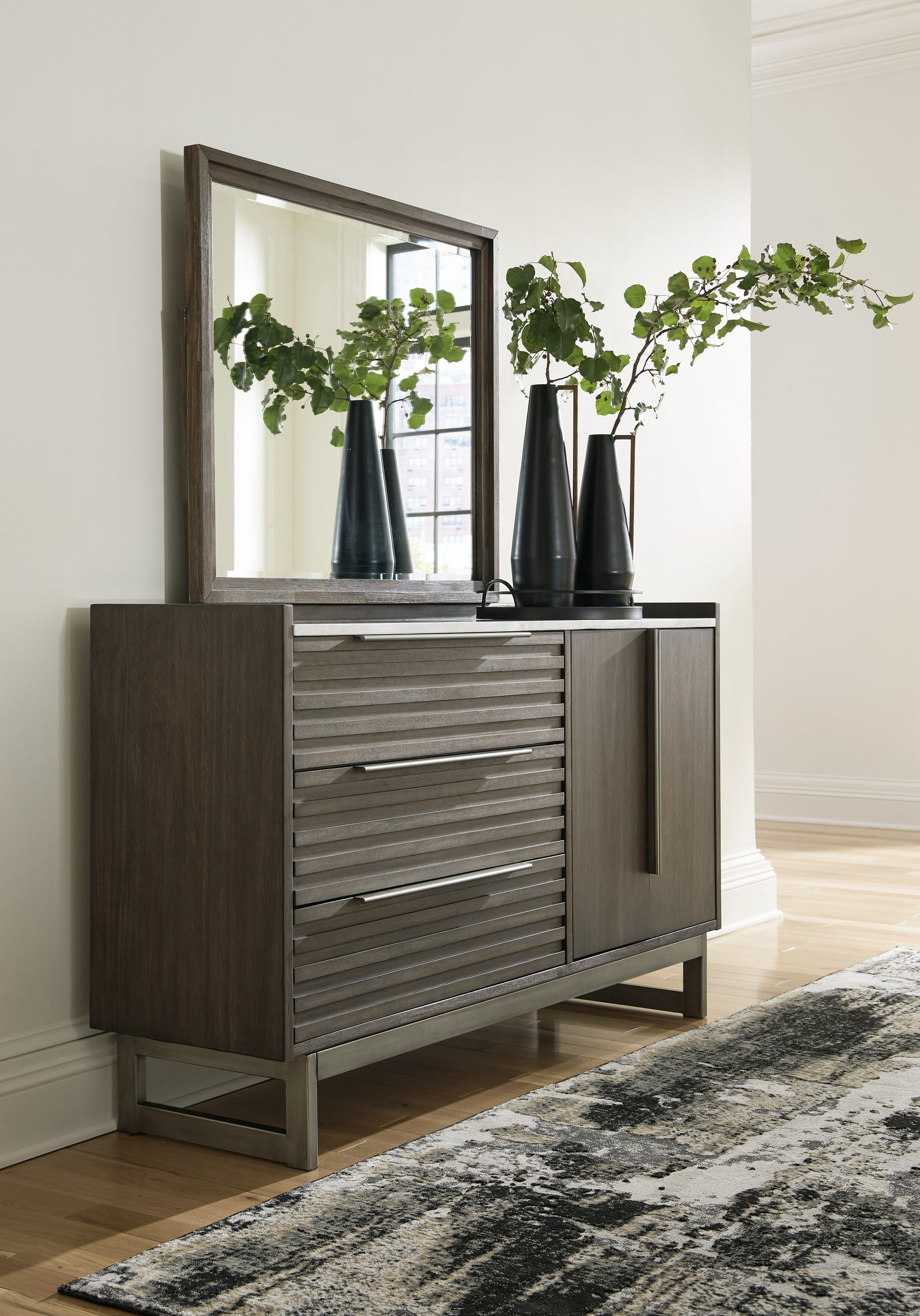Lakeland Furniture Outlet - Ashley Furniture - Arkenton Bedroom - Dresser and Mirror / Grayish Brown - B786B1