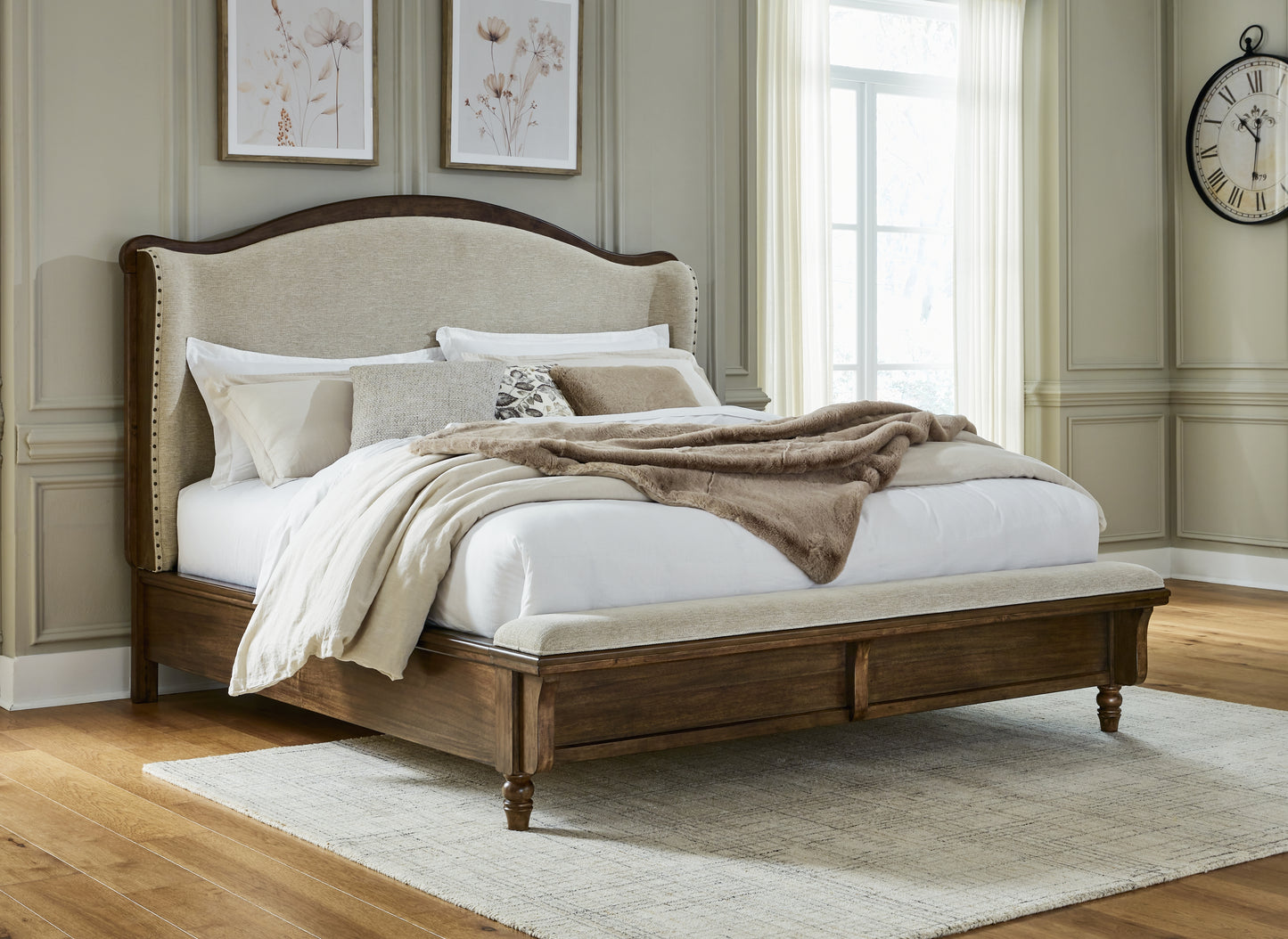 Lakeland Furniture Outlet - Ashley Furniture - Sturlayne Bedroom - King Upholstered Panel Bed / Brown - B787B4